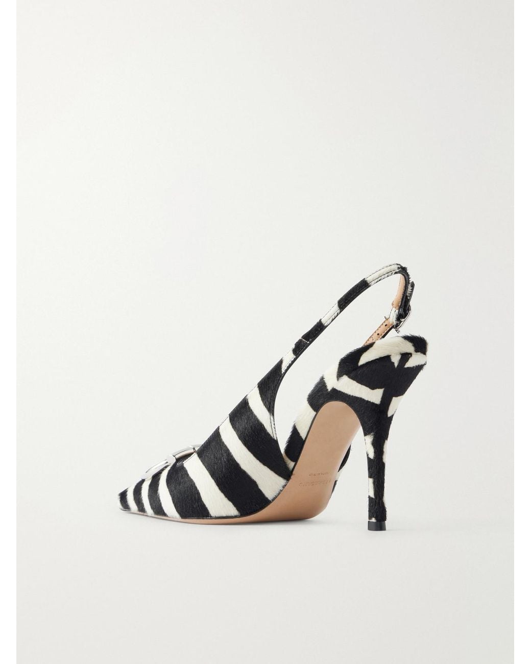 Ferragamo Natural Sara Embellished Zebra-Print Calf Hair Slingback Pumps