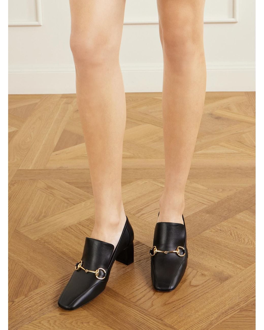 Gucci Black Galleria 60 Horsebit-Detailed Leather Pumps