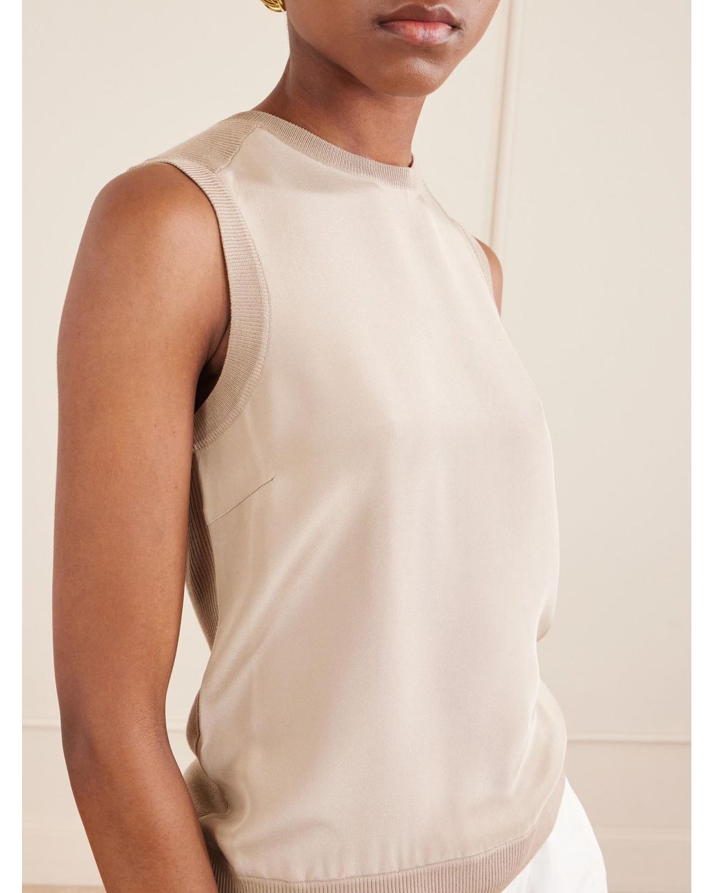 Max Mara Natural Ginseng Silk-Blend Tank Top