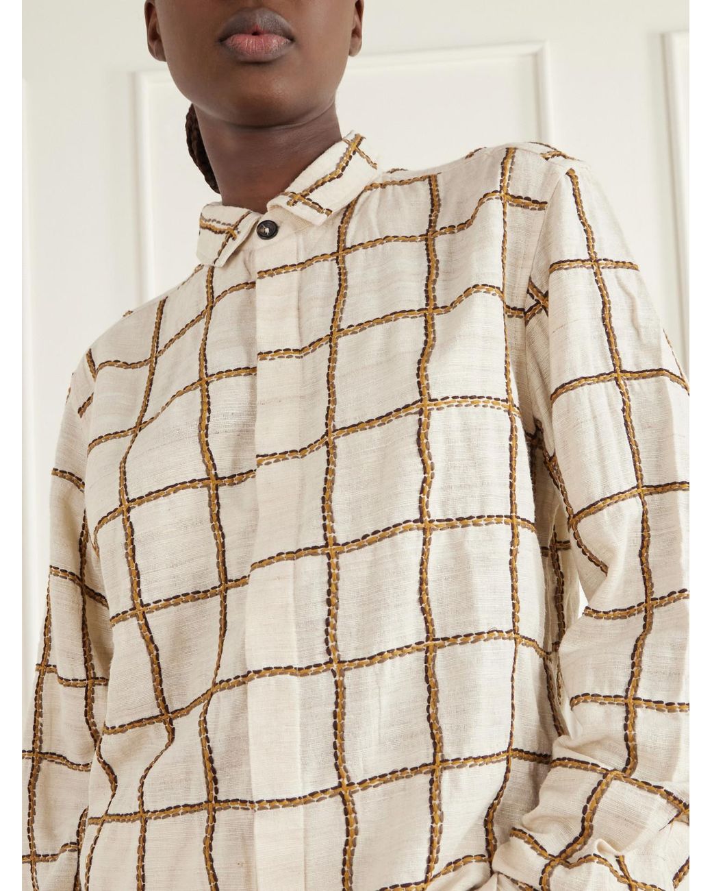 Kartik Research Natural Embroidered Woven Silk Shirt