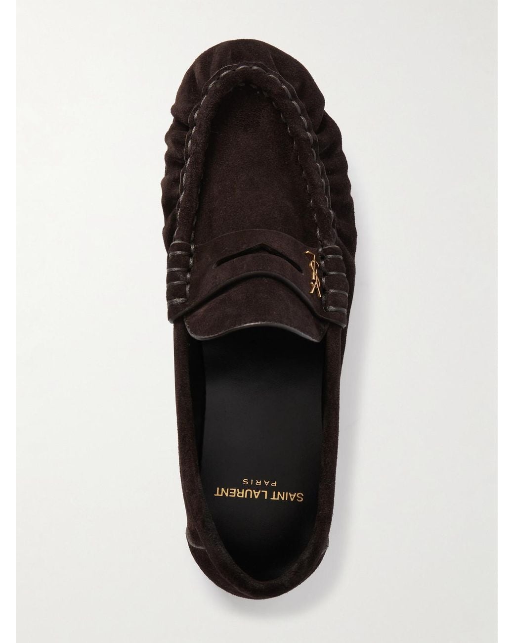 Saint Laurent Black Le Loafer Cassandre-Embellished Suede Loafers