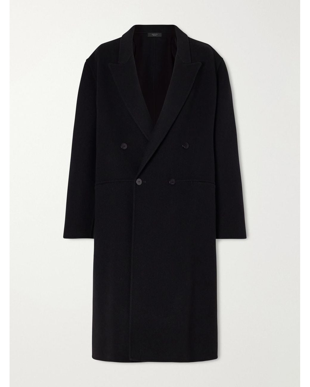 Gucci Black Double-Breasted Wool-Blend Coat