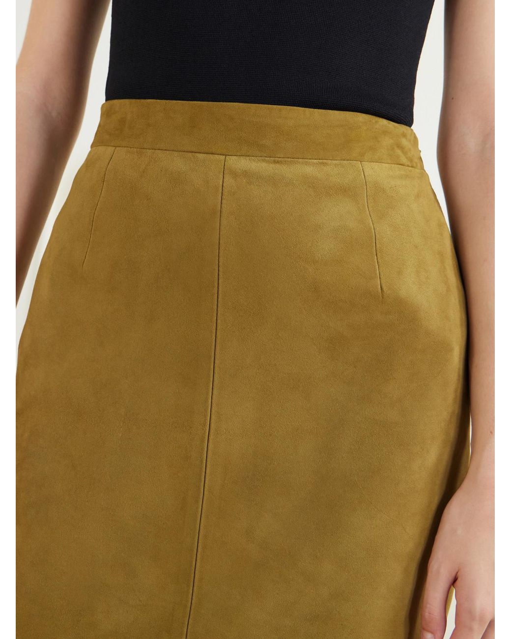 Altuzarra Green Hank Paneled Suede Knee-Length Skirt