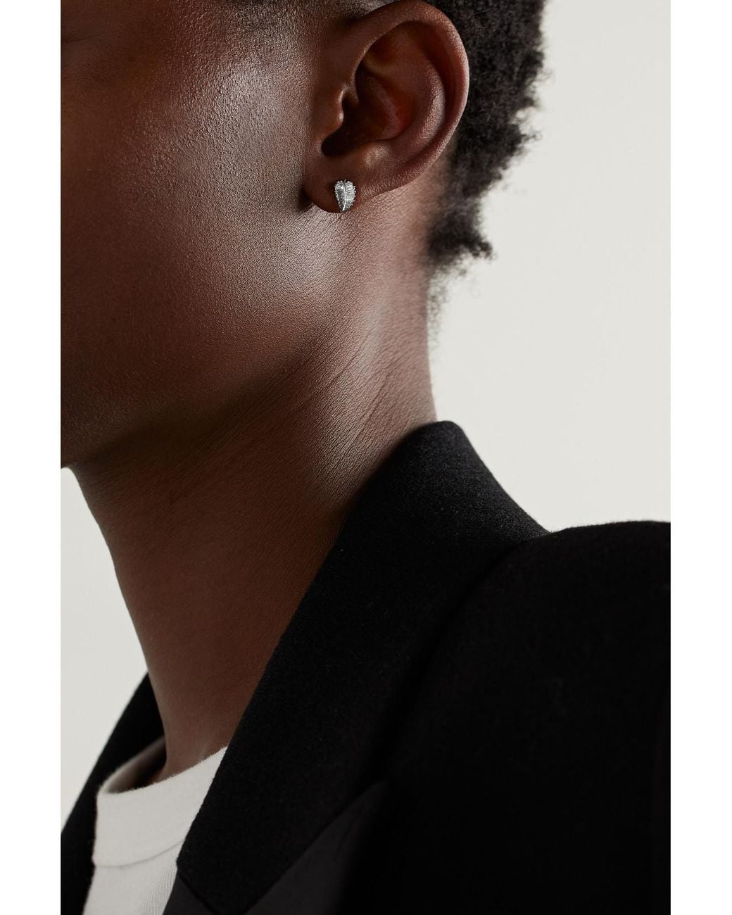 Anita Ko Natural Palm Leaf Small 18-Karat Diamond Earrings