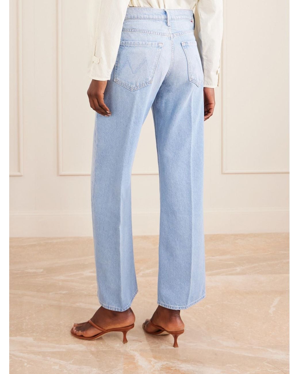 Mother Blue The Whip Skimp Mid-Rise Wide-Leg Jeans