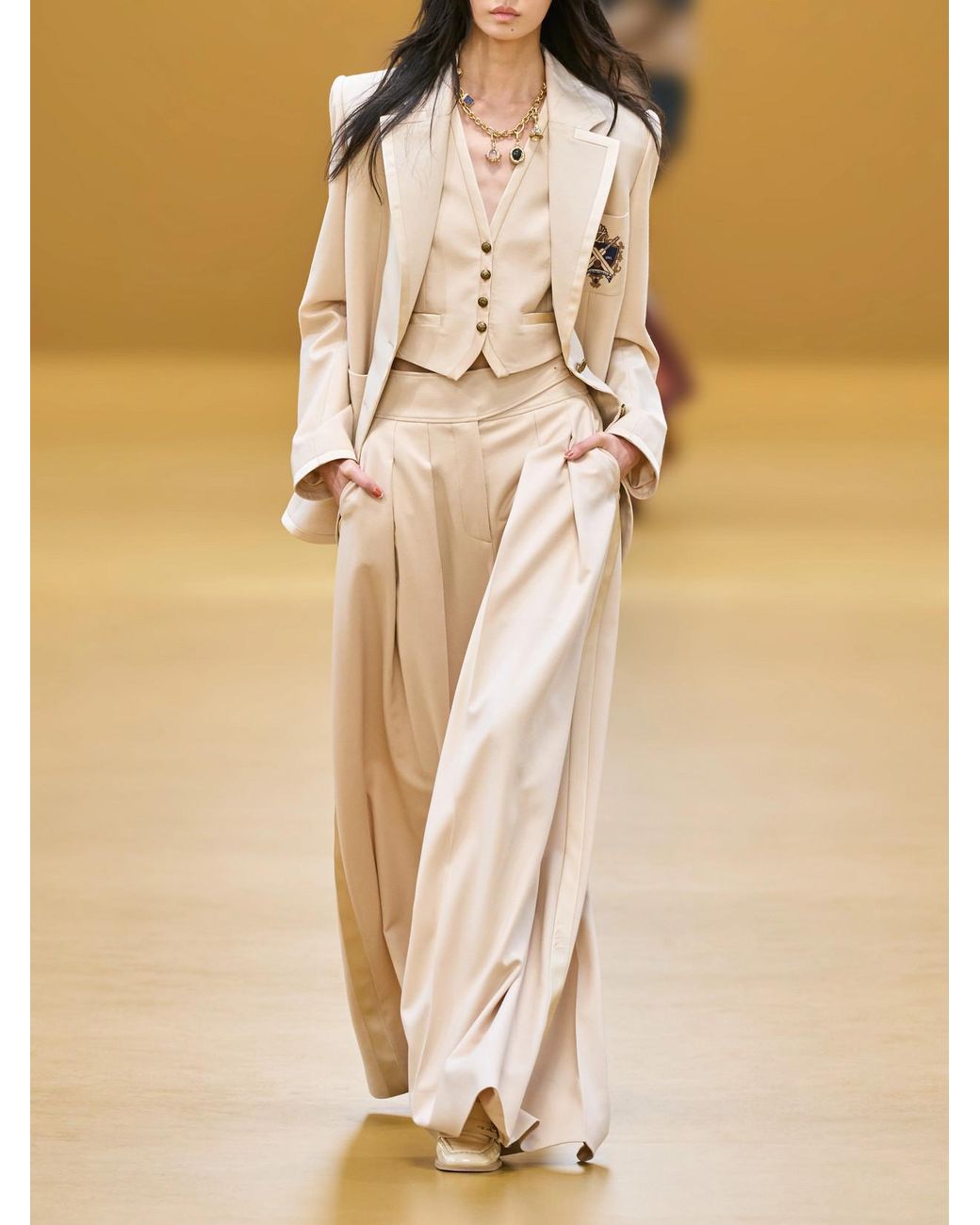 Zimmermann Natural Valiant Logo-Embroidered Satin-Trimmed Wool-Blend Cady Blazer