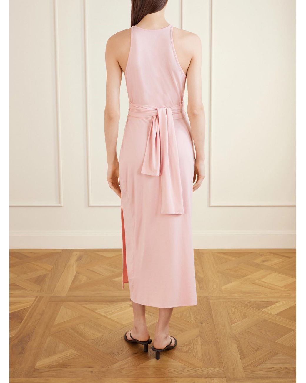 Another Tomorrow Pink Stretch-Jersey Midi Dress