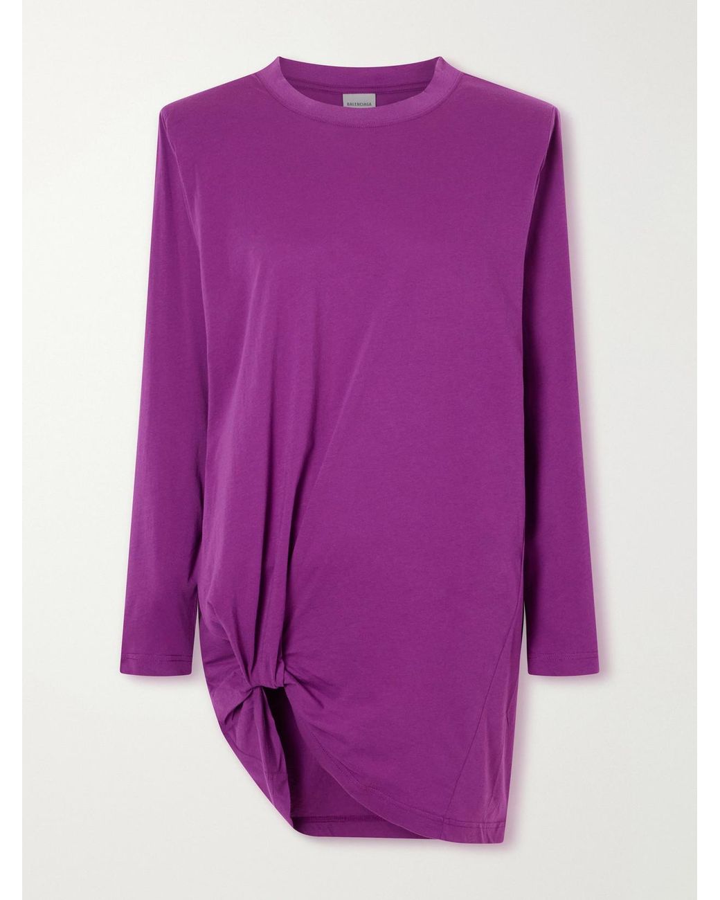 Balenciaga Purple Gathered Cotton-Jersey T-Shirt