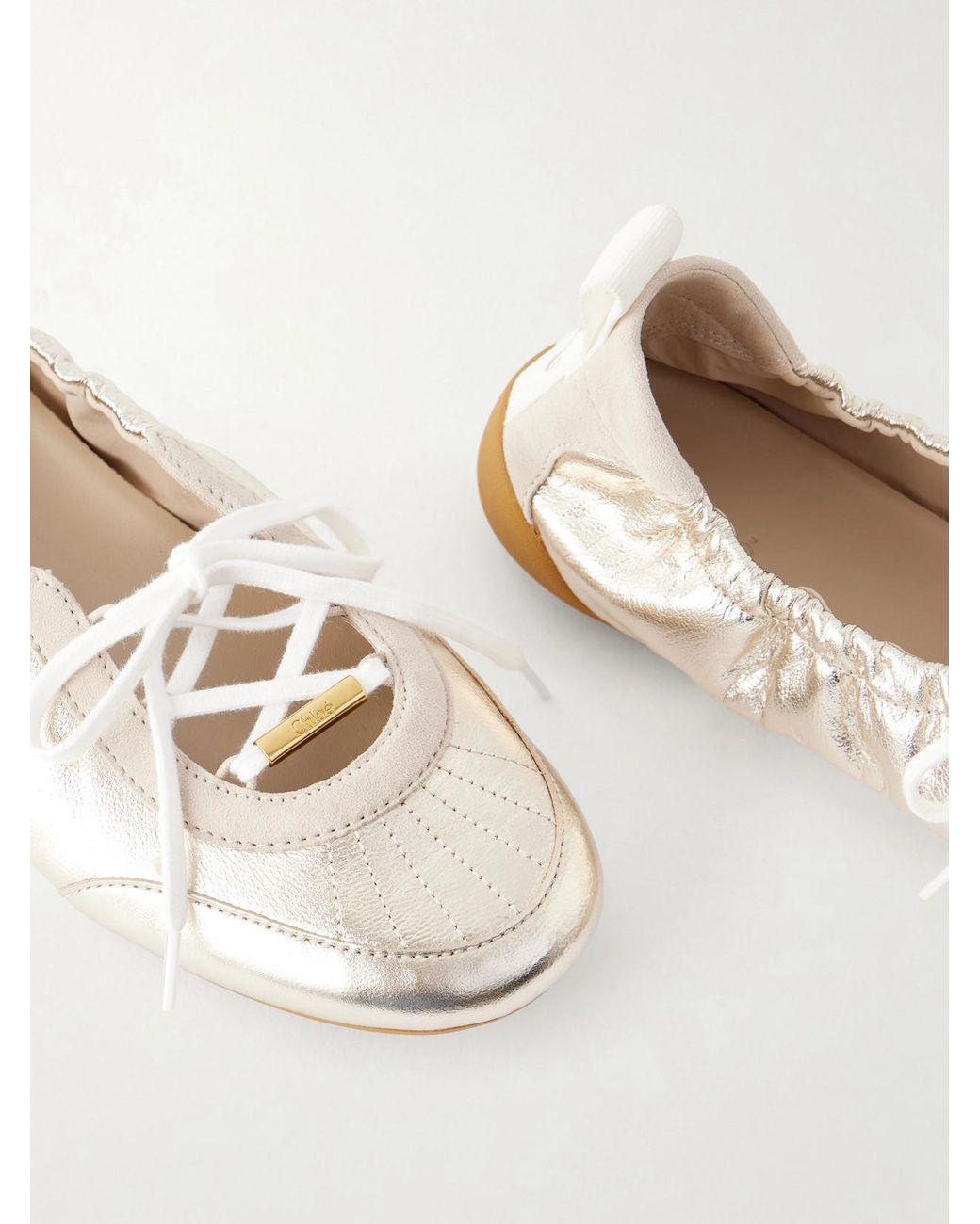Chloé Natural Kick Metallic Leather Sneakers