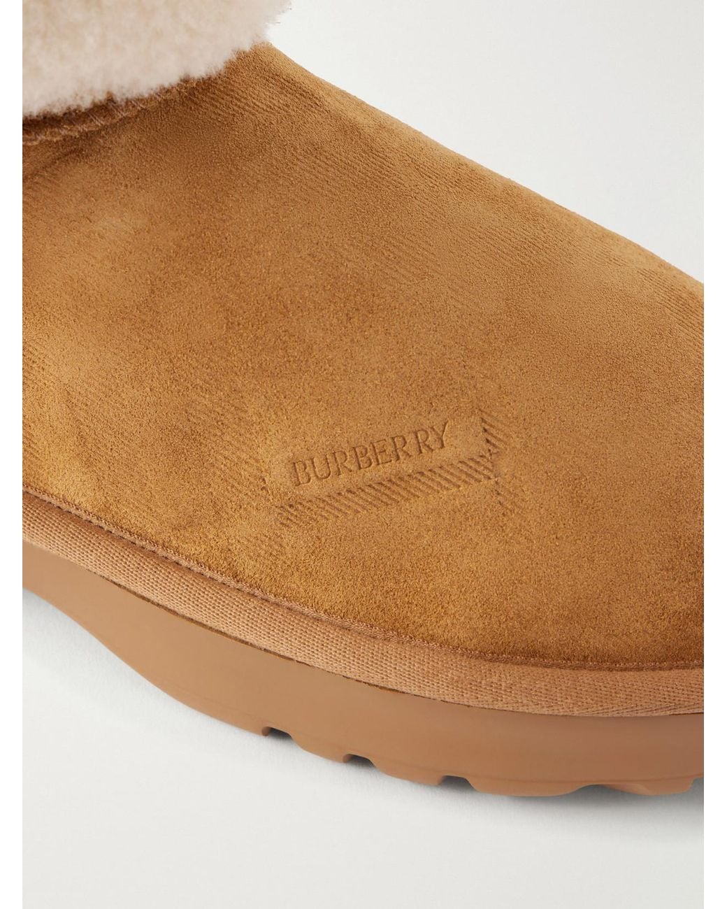 Burberry Natural Shearling-Trimmed Suede Ankle Boots