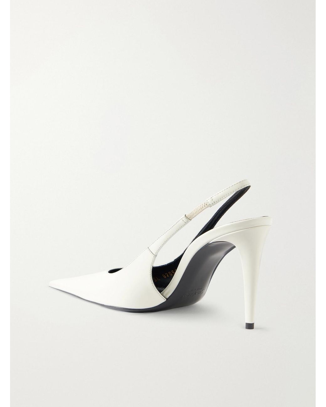 Saint Laurent White Guermantes Leather Slingback Pumps