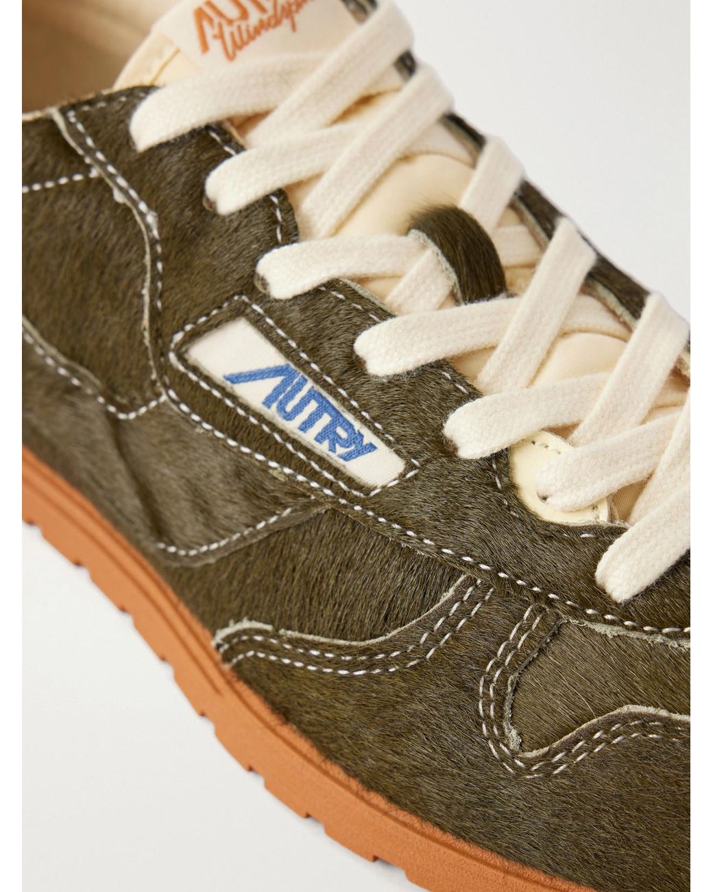 Autry Green Windspin Low Logo-Embroidered Calf Hair Low-Top Sneakers