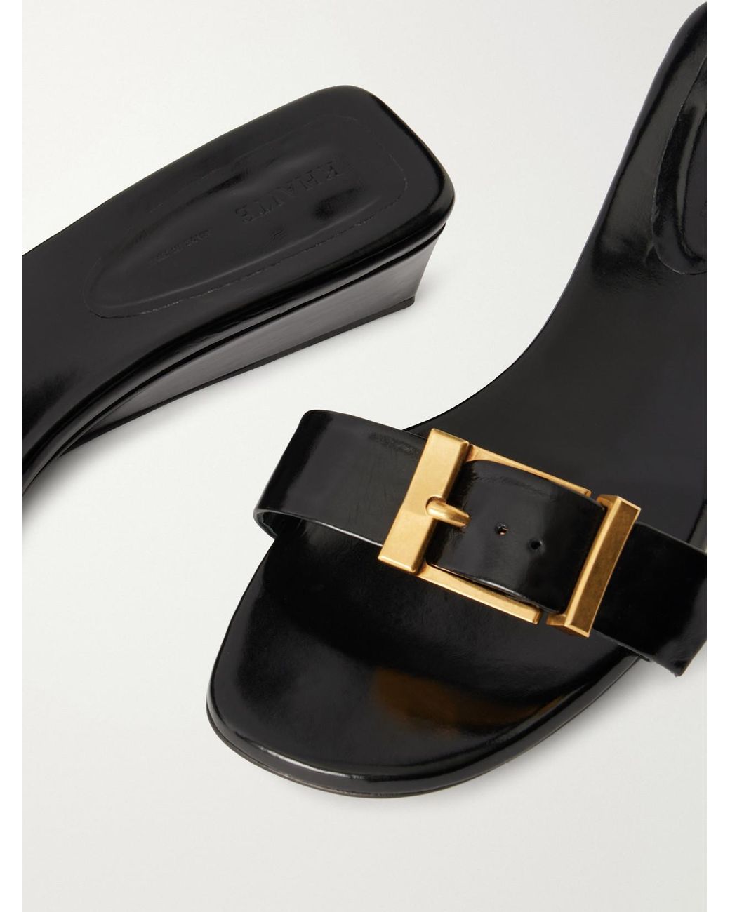 Khaite Black Manhattan Buckled Leather Sandals