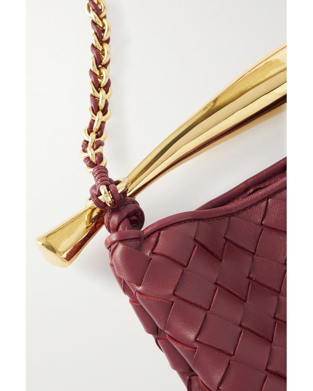 Bottega Veneta Pink Sardine Small Intrecciato Leather Shoulder Bag With Chain