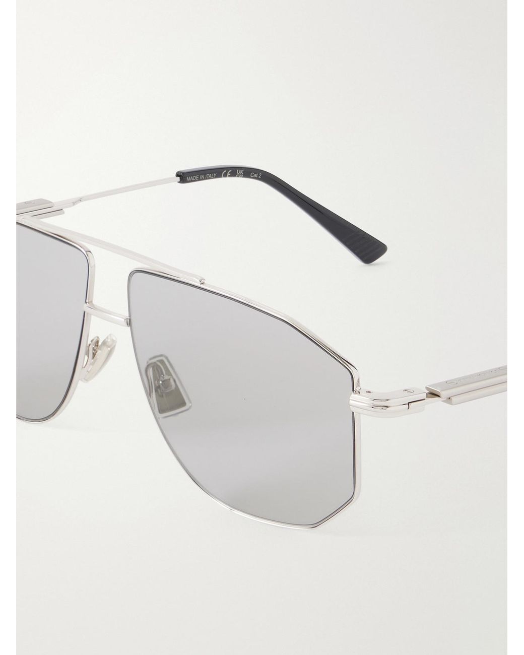 Bottega Veneta Natural Ribbon Snap Aviator-Style Metal Sunglasses