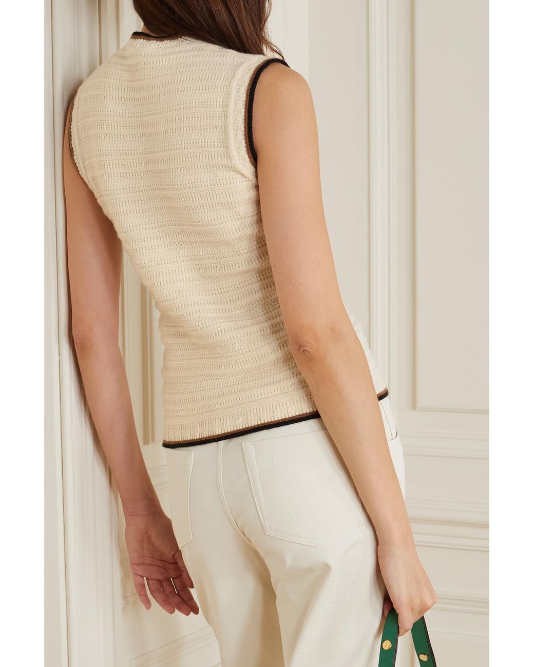 Loro Piana Natural Striped Cashmere Tank