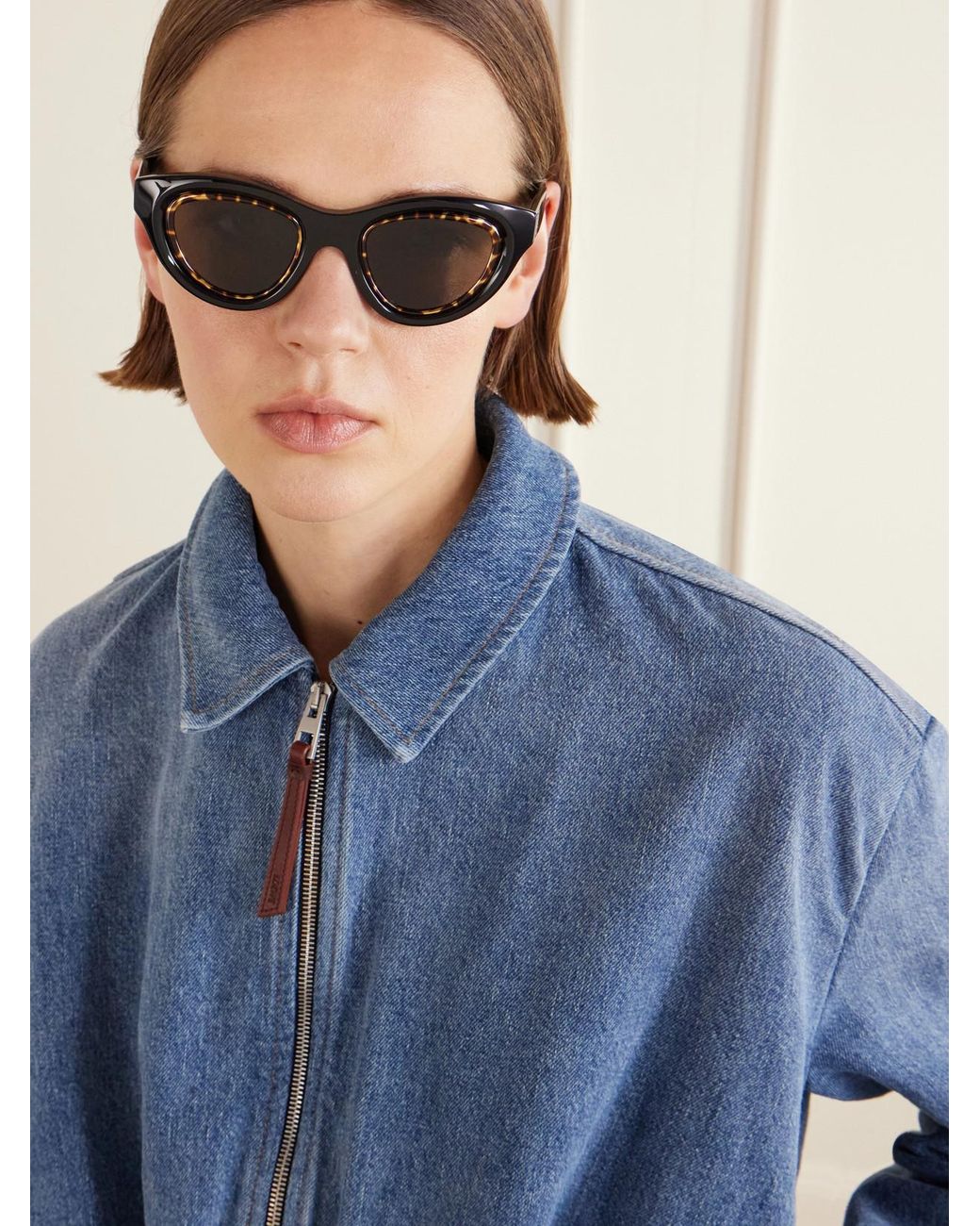 Loewe Black Anagram Cat-Eye Acetate Sunglasses