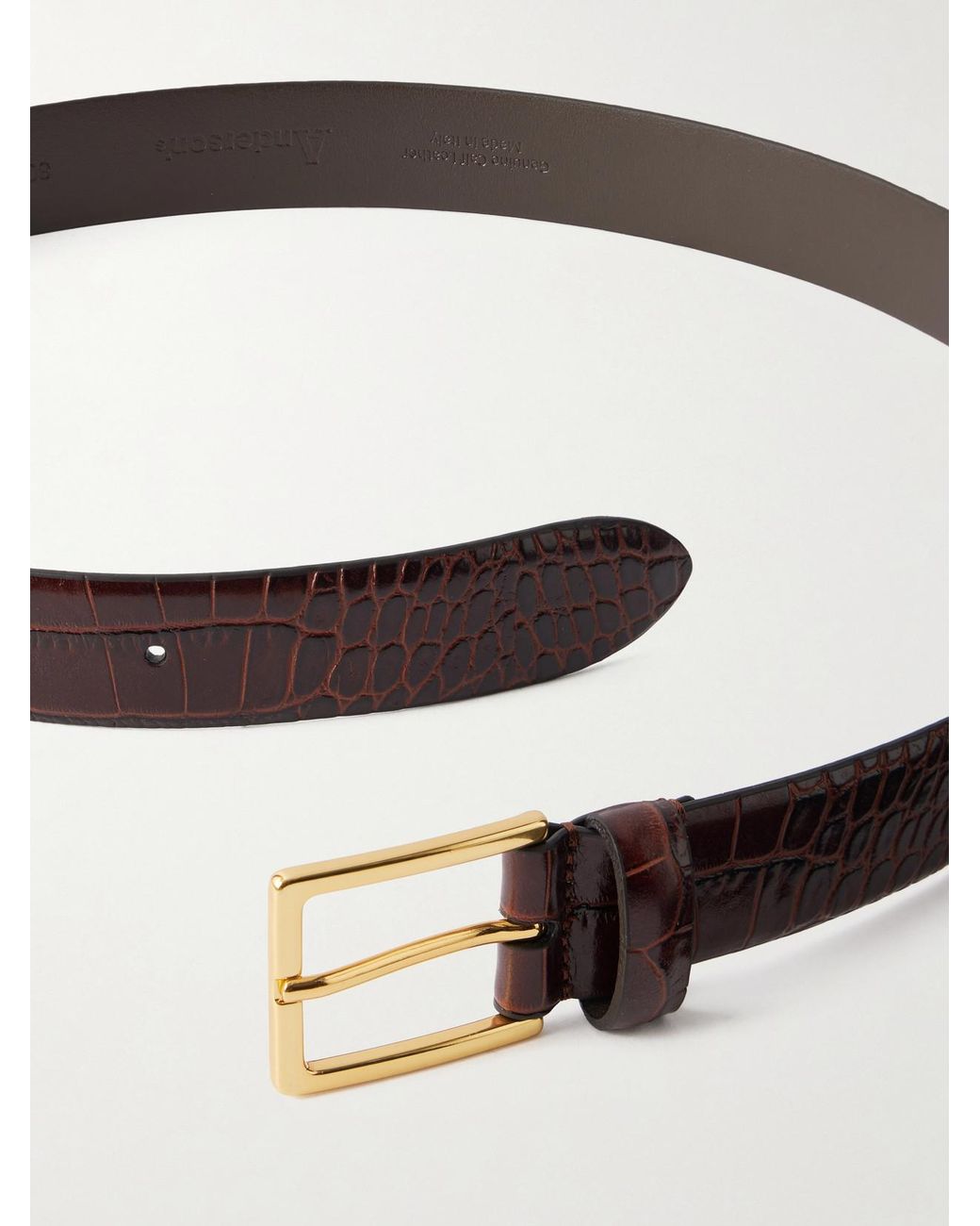 Andersons Brown Croc-Effect Leather Belt
