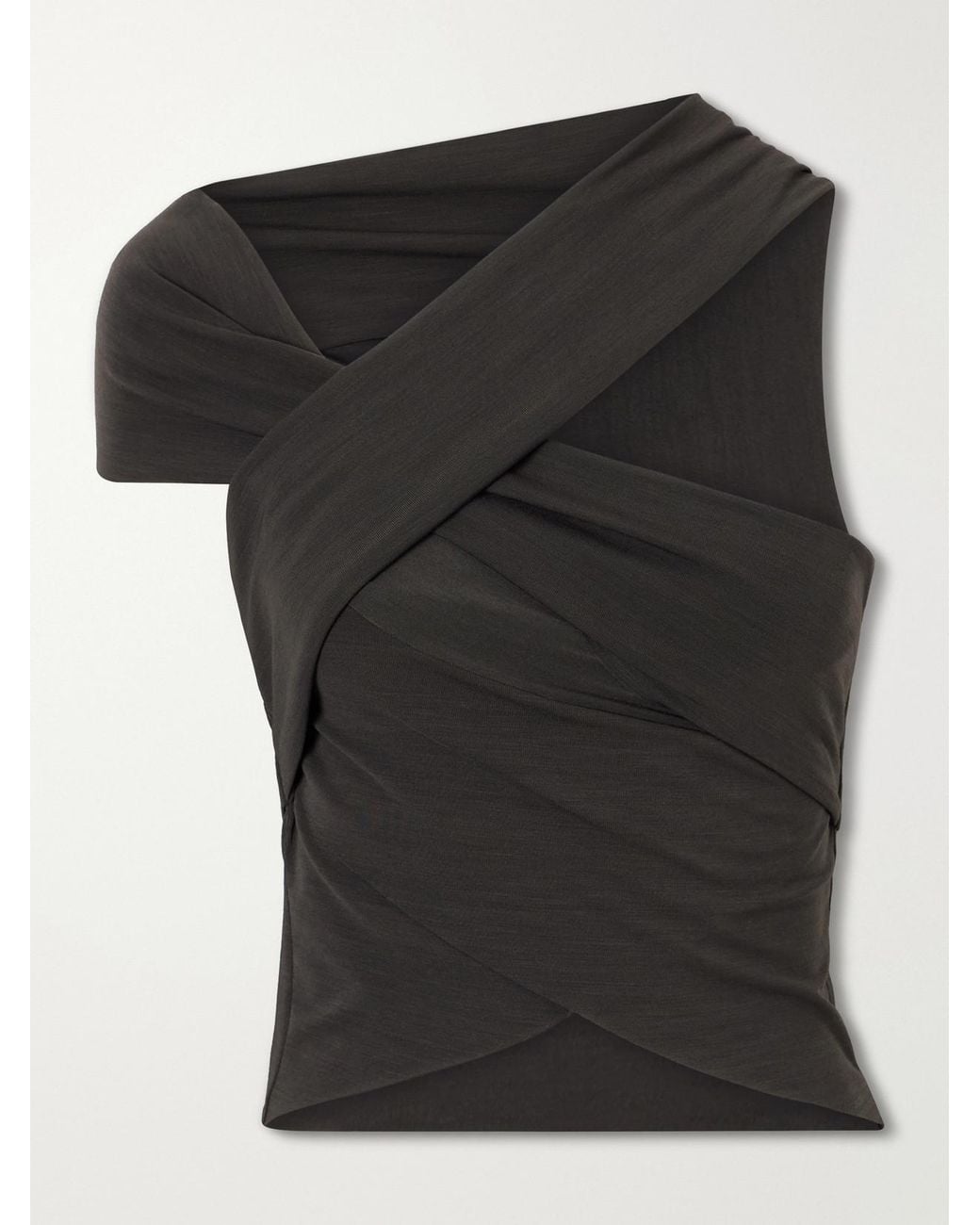 Cortana Black Myia Asymmetrical Crepe Blouse