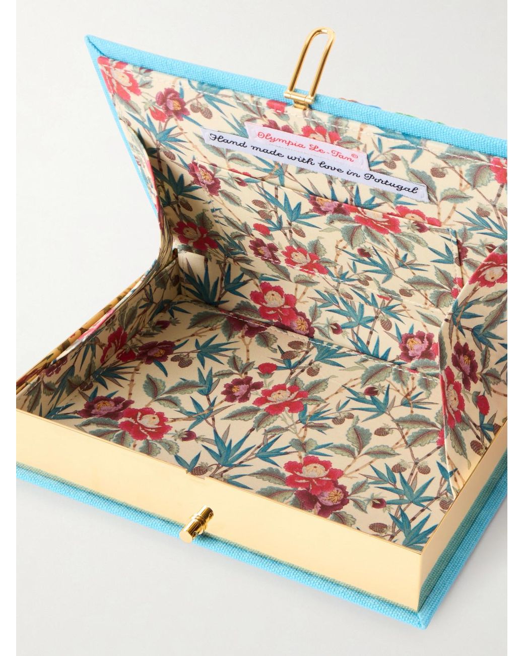 Olympia Le-Tan Pink Marbella Appliquéd Embroidered Canvas Clutch