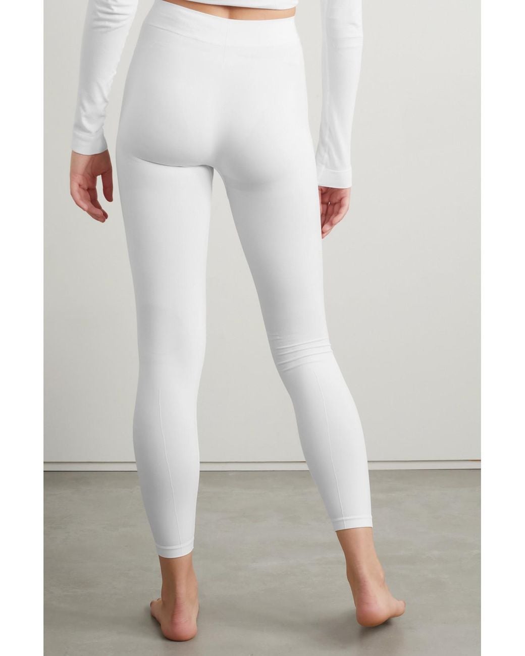 Falke White Stretch-Knit Leggings