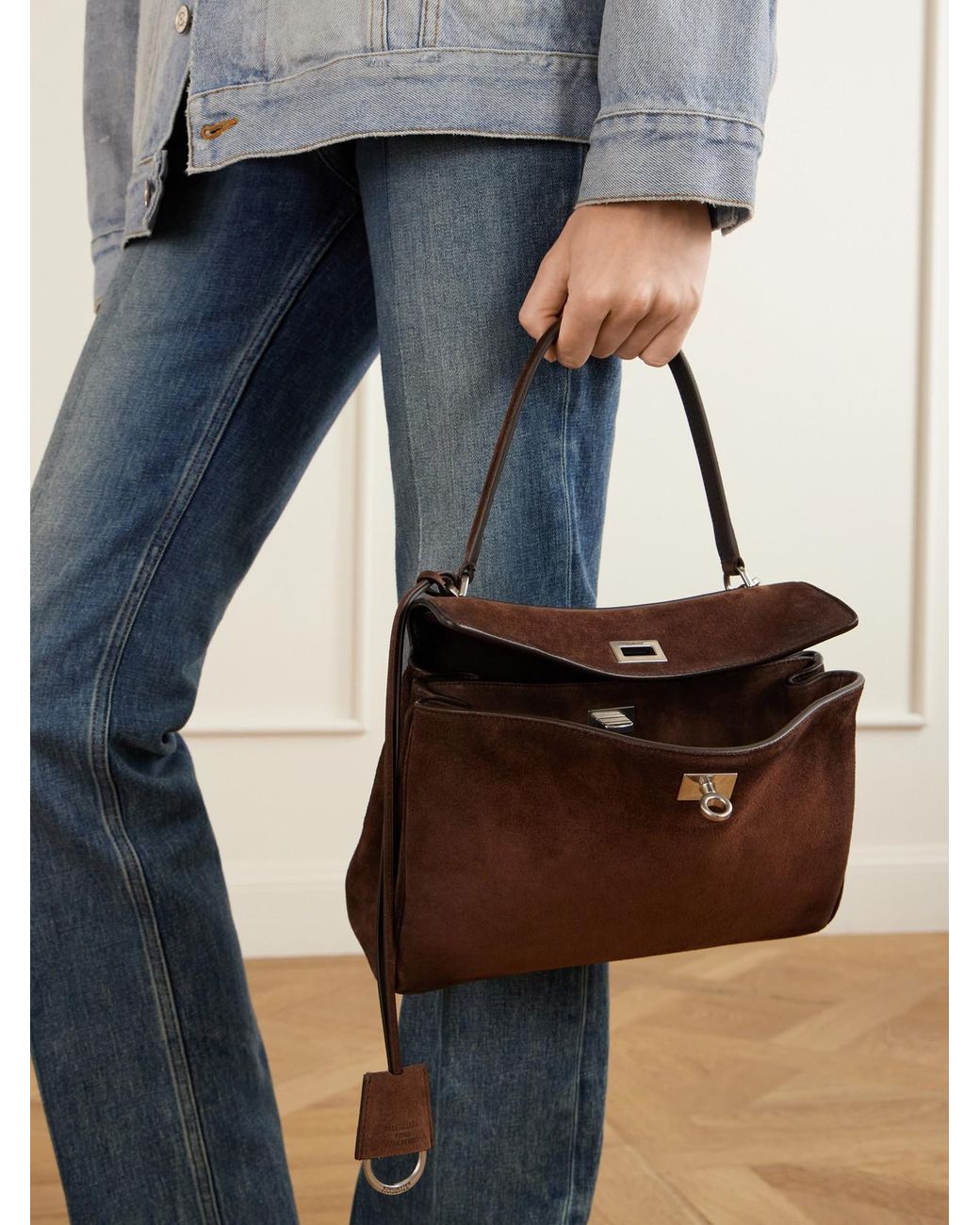 Balenciaga Brown Rodeo Small Suede Top-Handle Bag