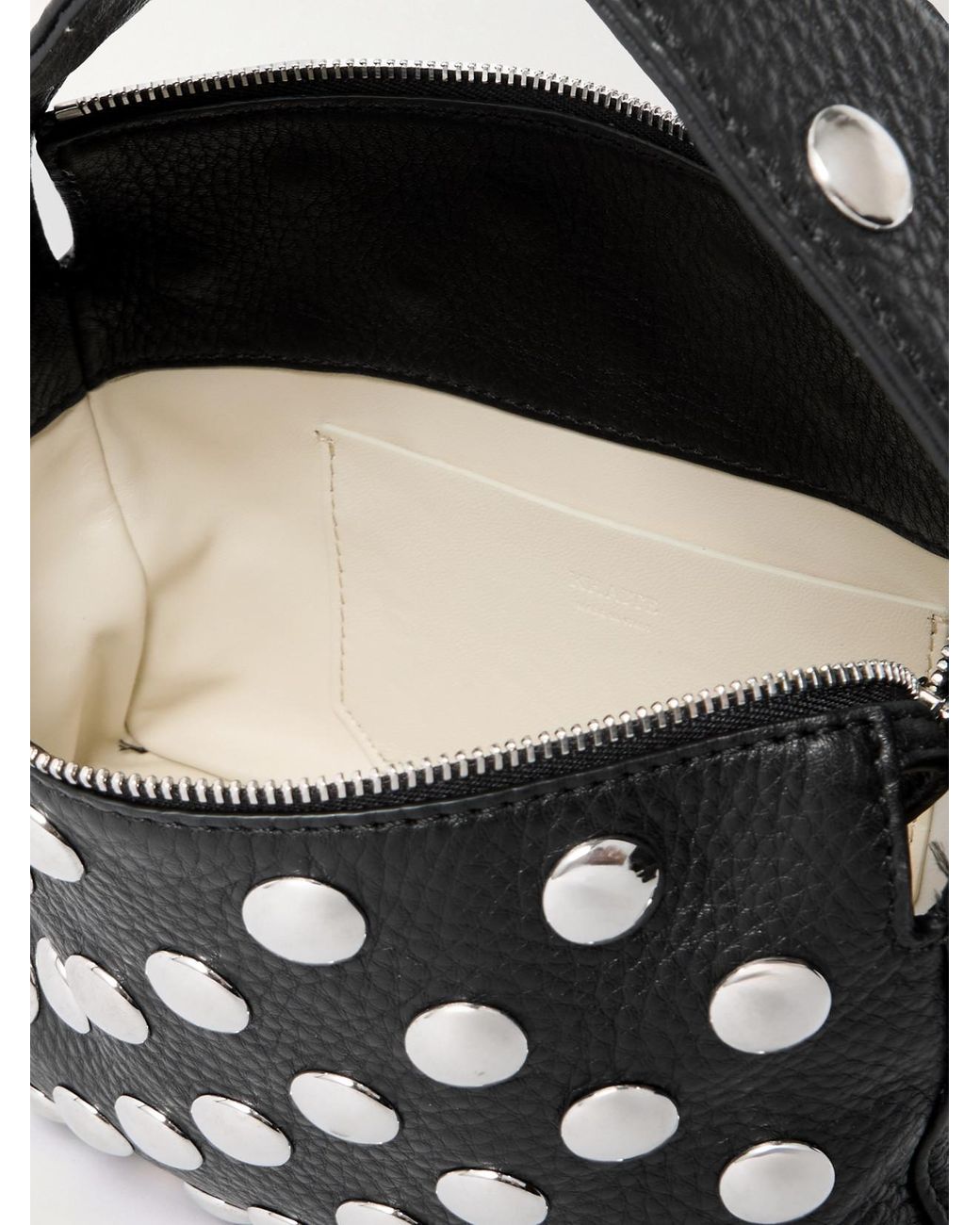 Khaite Black Elena Small Studded Textured-Leather Shoulder Bag
