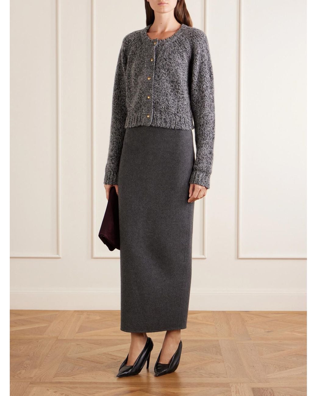 Khaite Gray Niels Cashmere And Silk-Blend Cardigan