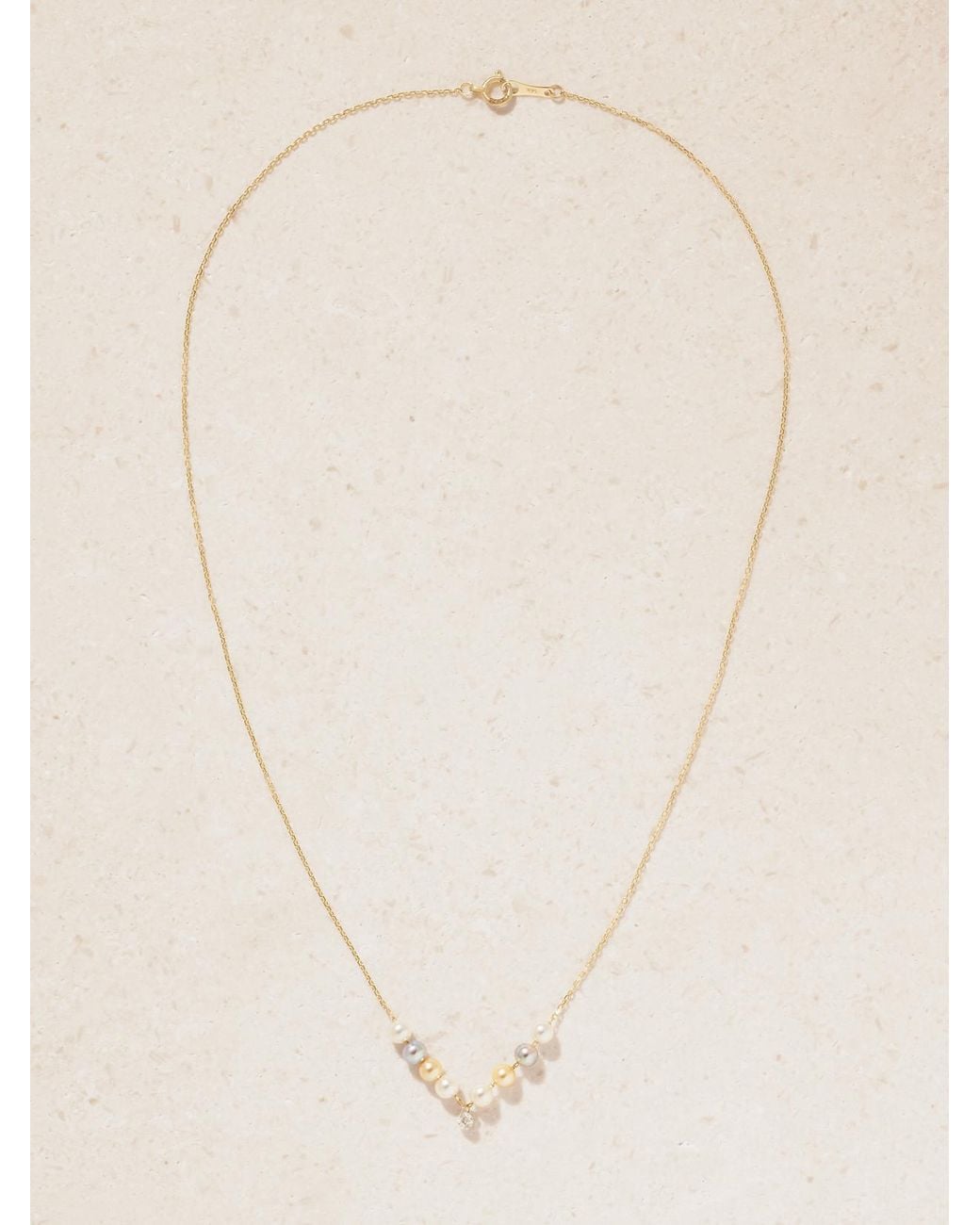 Mizuki Natural 14-Karat, Pearl And Diamond Necklace