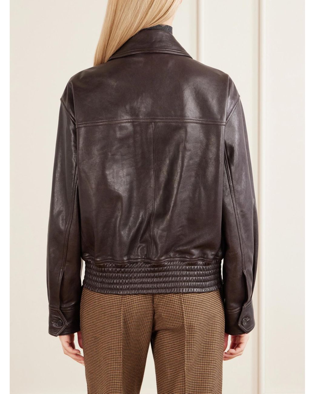 Nili Lotan Brown Aime Leather Bomber Jacket