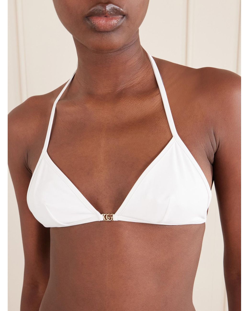 Gucci White Logo-Embellished Bikini
