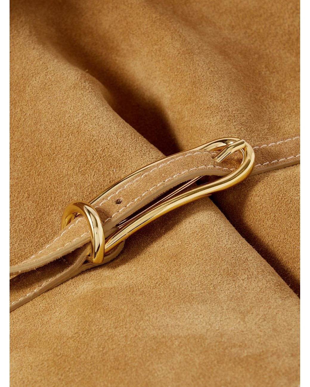 Liffner Natural Buckled Suede Bucket Bag