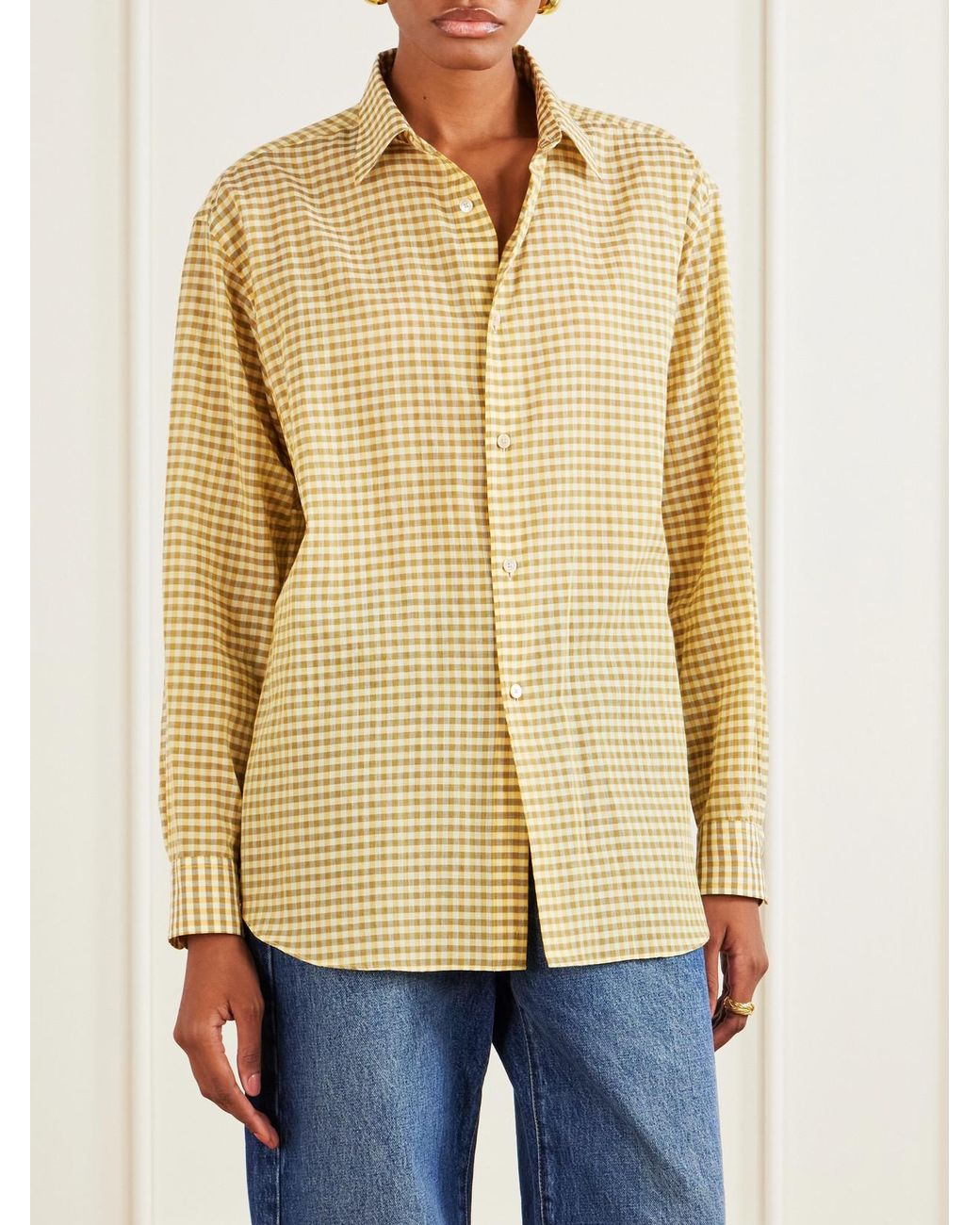 Auralee Natural Check Cotton Shirt
