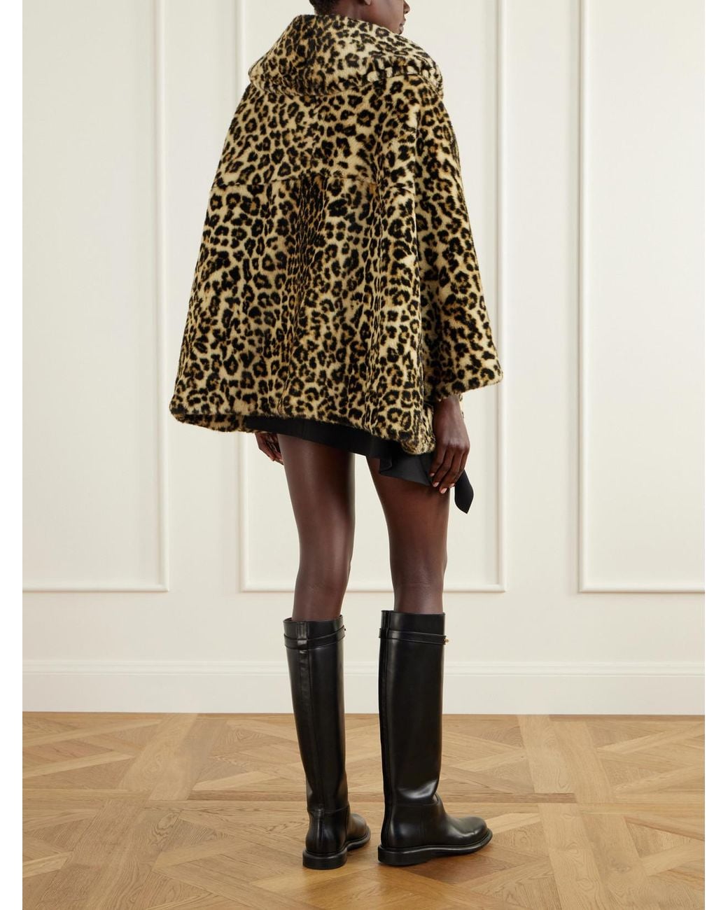 Givenchy Multicolor Cape-Effect Leopard-Print Plush Coat