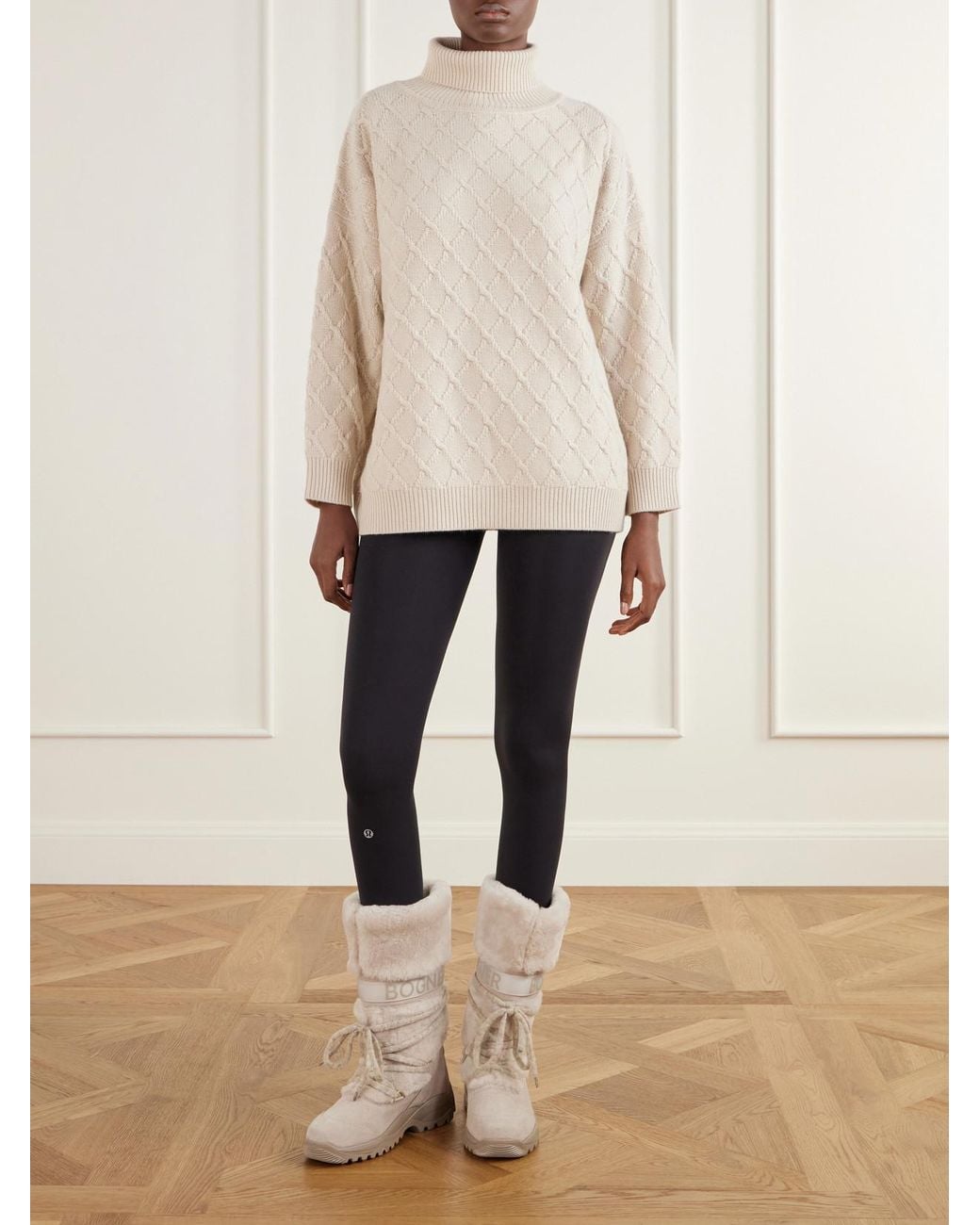 Bogner Natural Alta Badia Shearling-Trimmed Suede Ankle Boots