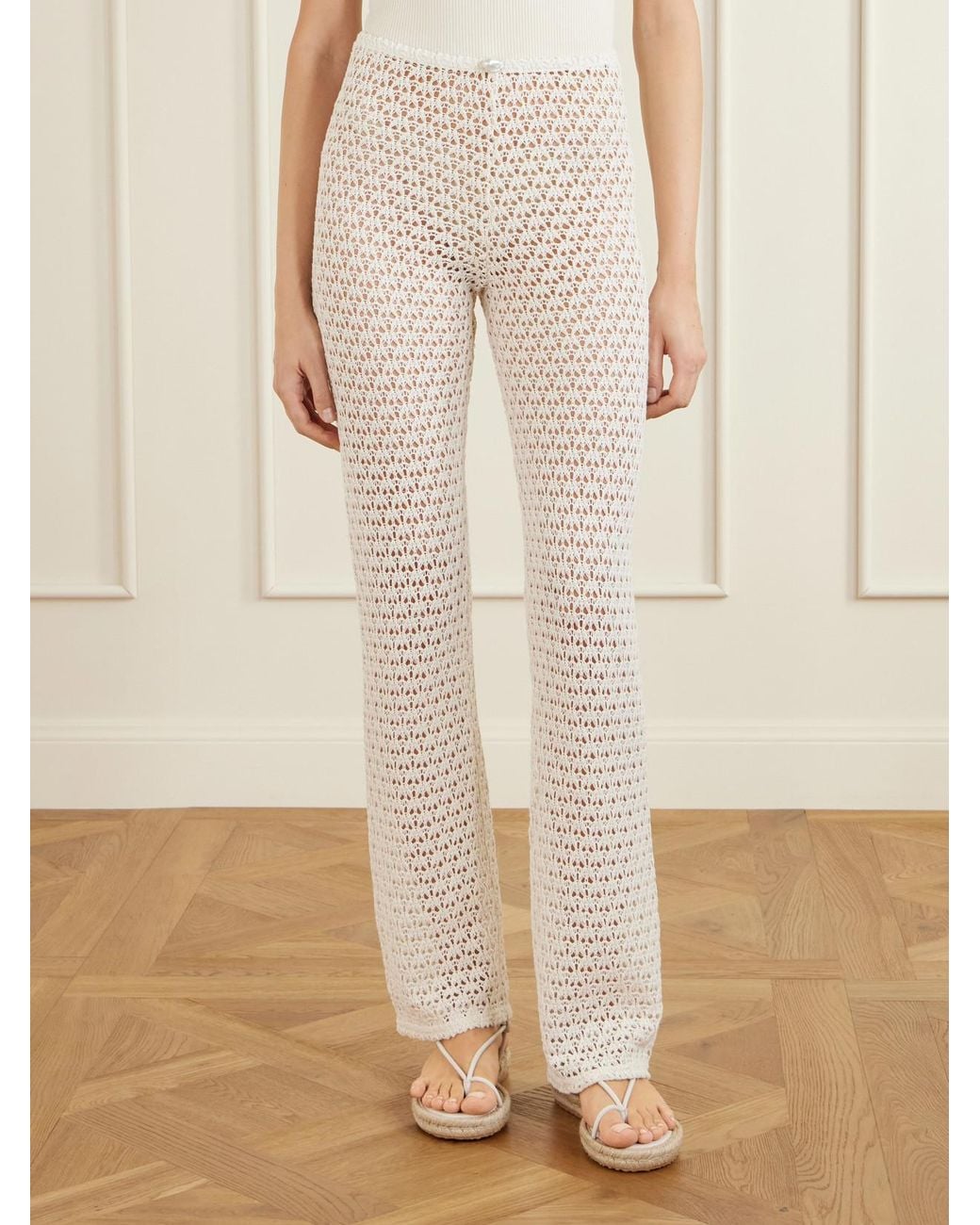 SARA CRISTINA White Playa Crocheted Cotton Coverup