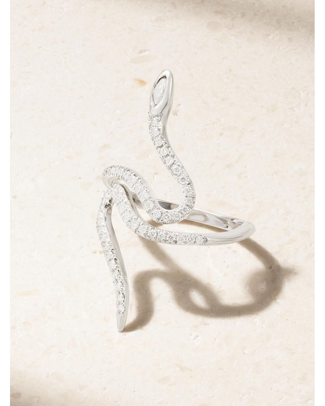 Ileana Makri Natural Queen Curled Snake 18-Karat Diamond Ring
