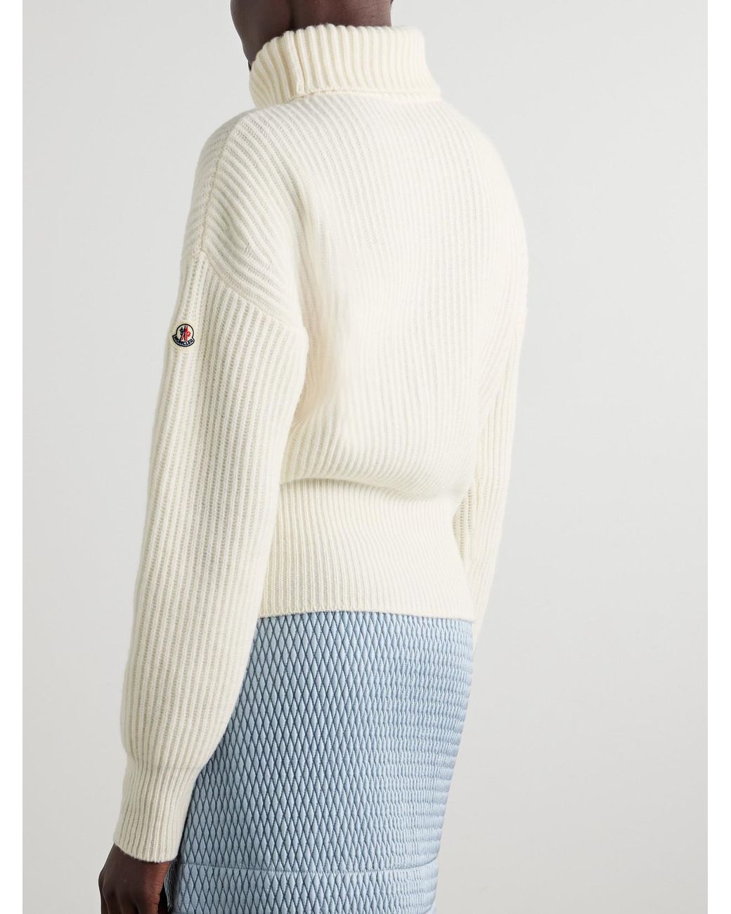 Moncler Natural Ribbed Wool Turtleneck Sweater