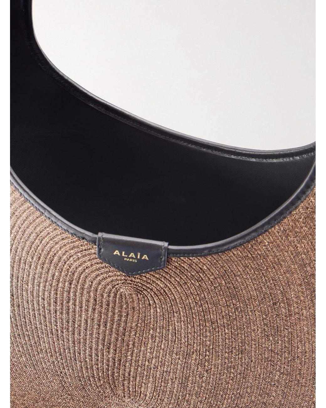 Alaïa Natural Leather-Trimmed Paper Straw Shoulder Bag