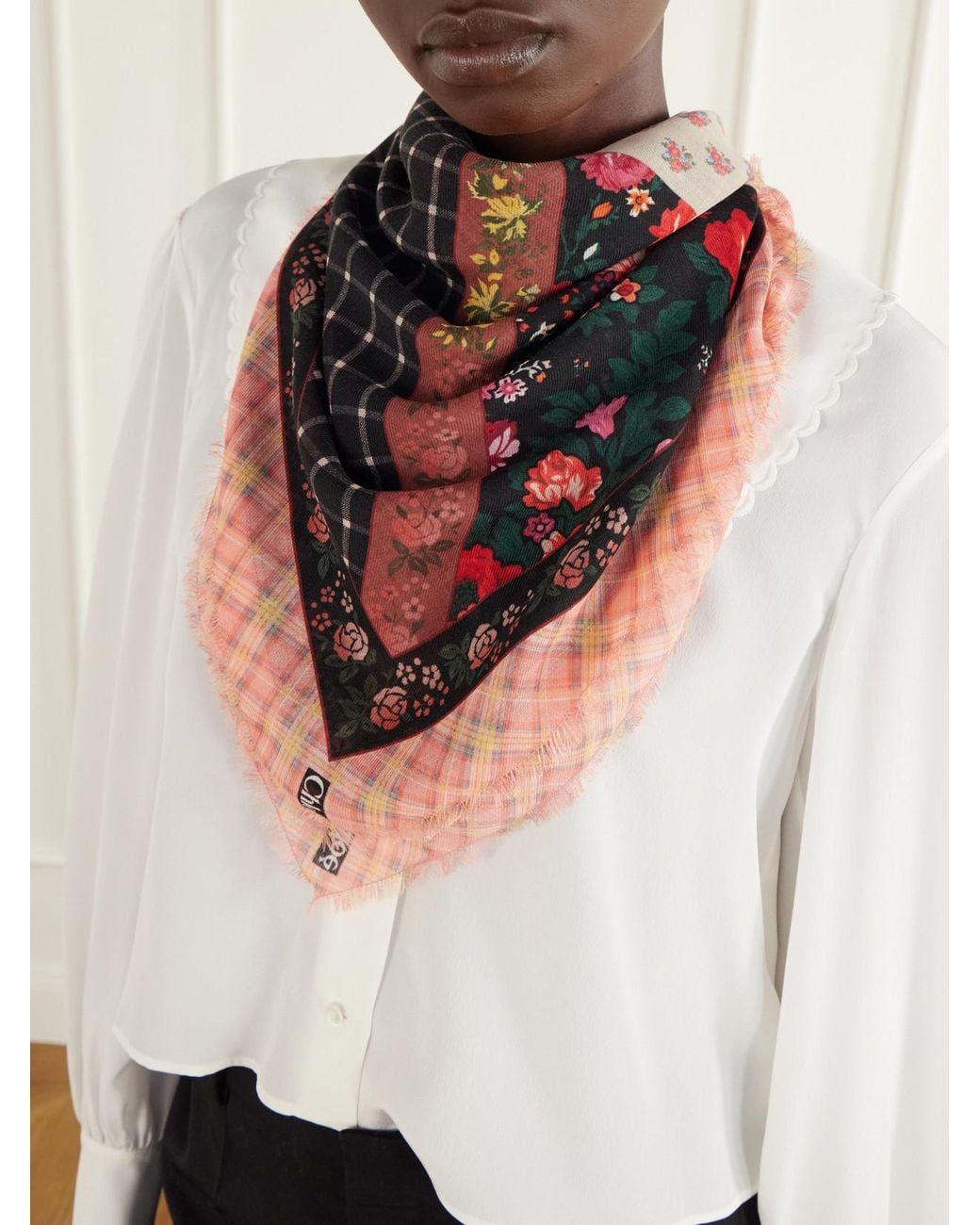 Chloé Red Printed Cashmere And Wool-Blend Scarf