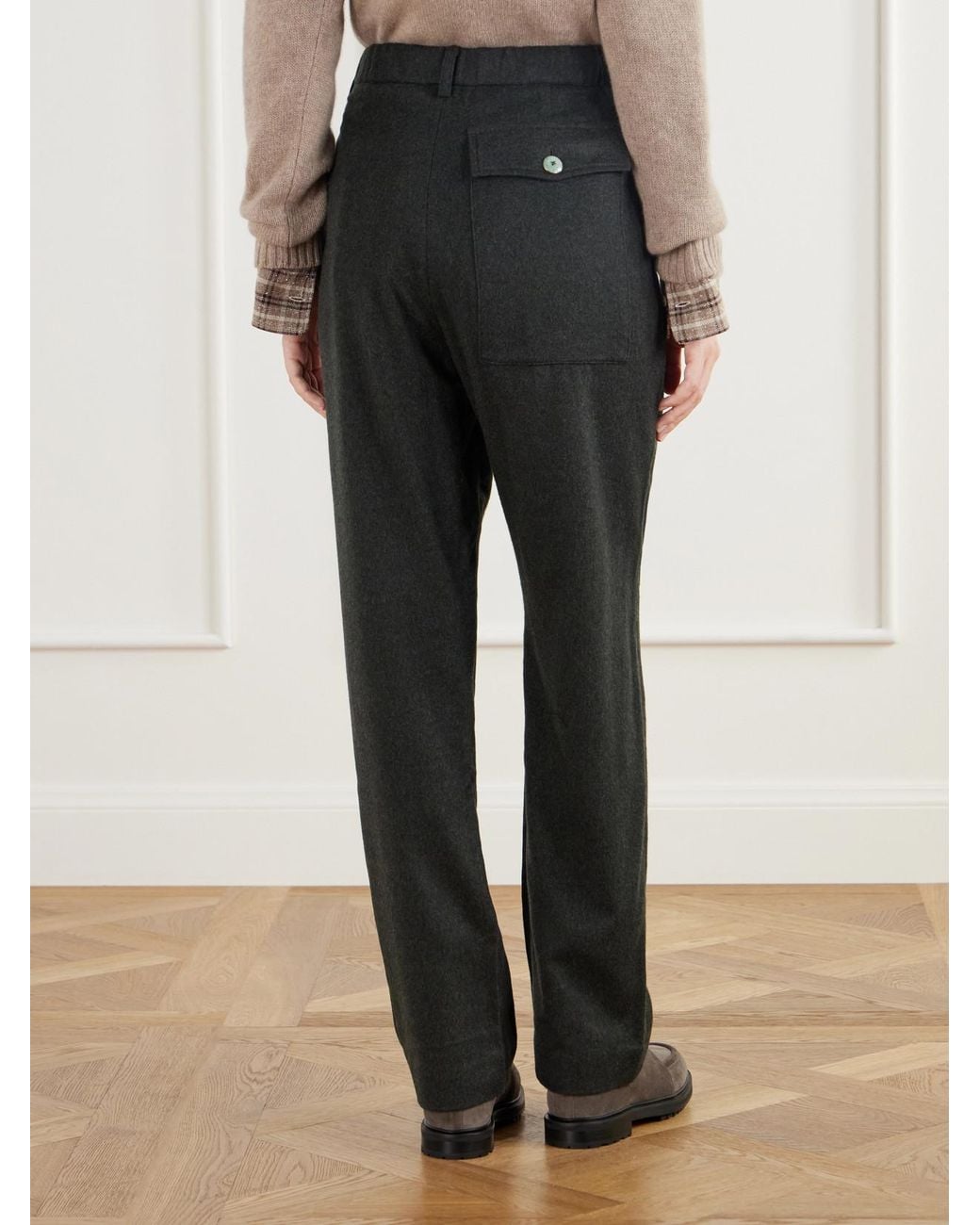 God's True Cashmere Gray Brushed Cashmere Wide-Leg Pants