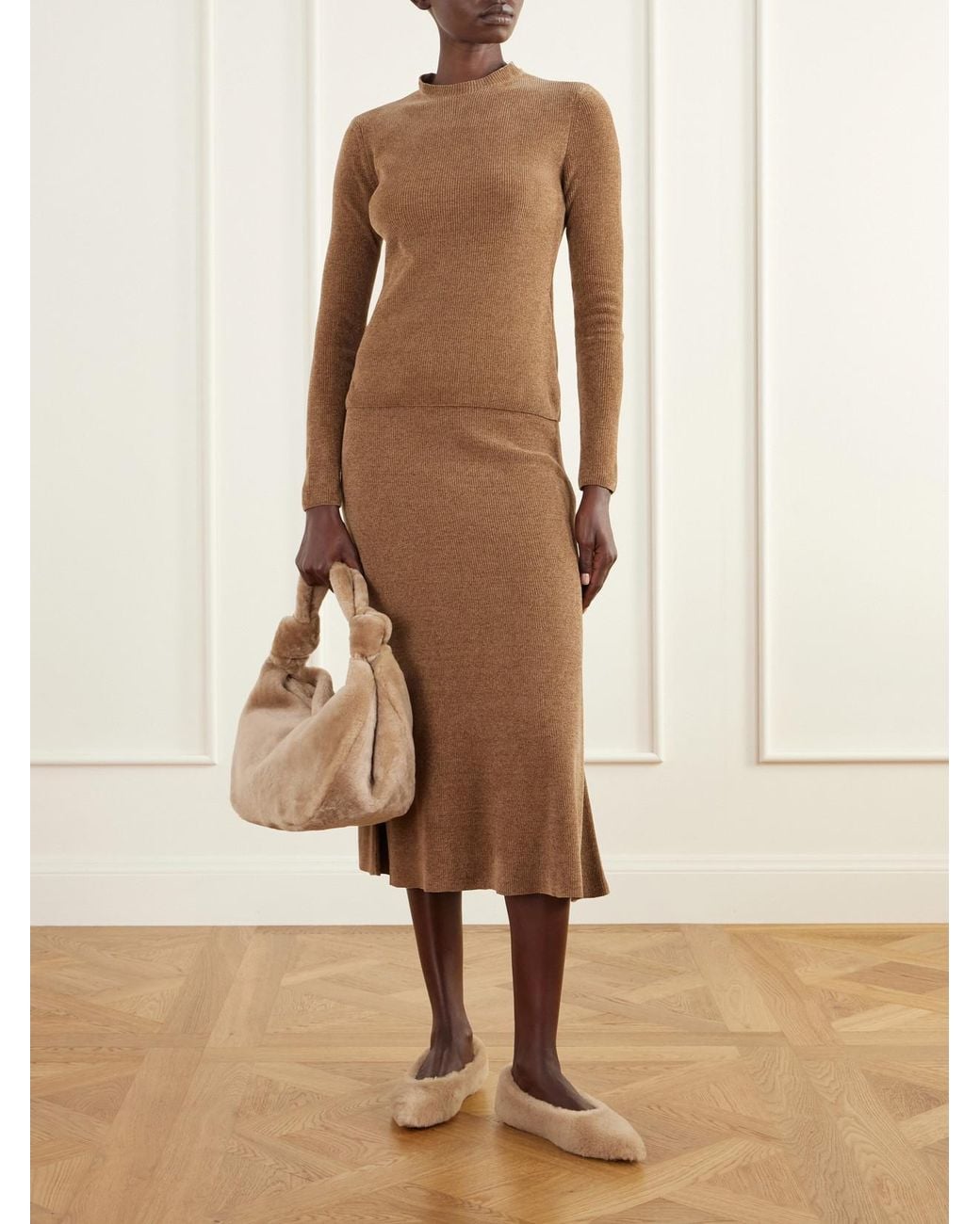 Gabriela Hearst Natural Antonia Shearling Top-Handle Bag