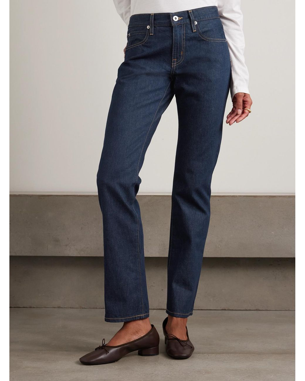 SLVRLAKE Denim Blue Isabel Low-Rise Slim-Fit Jeans