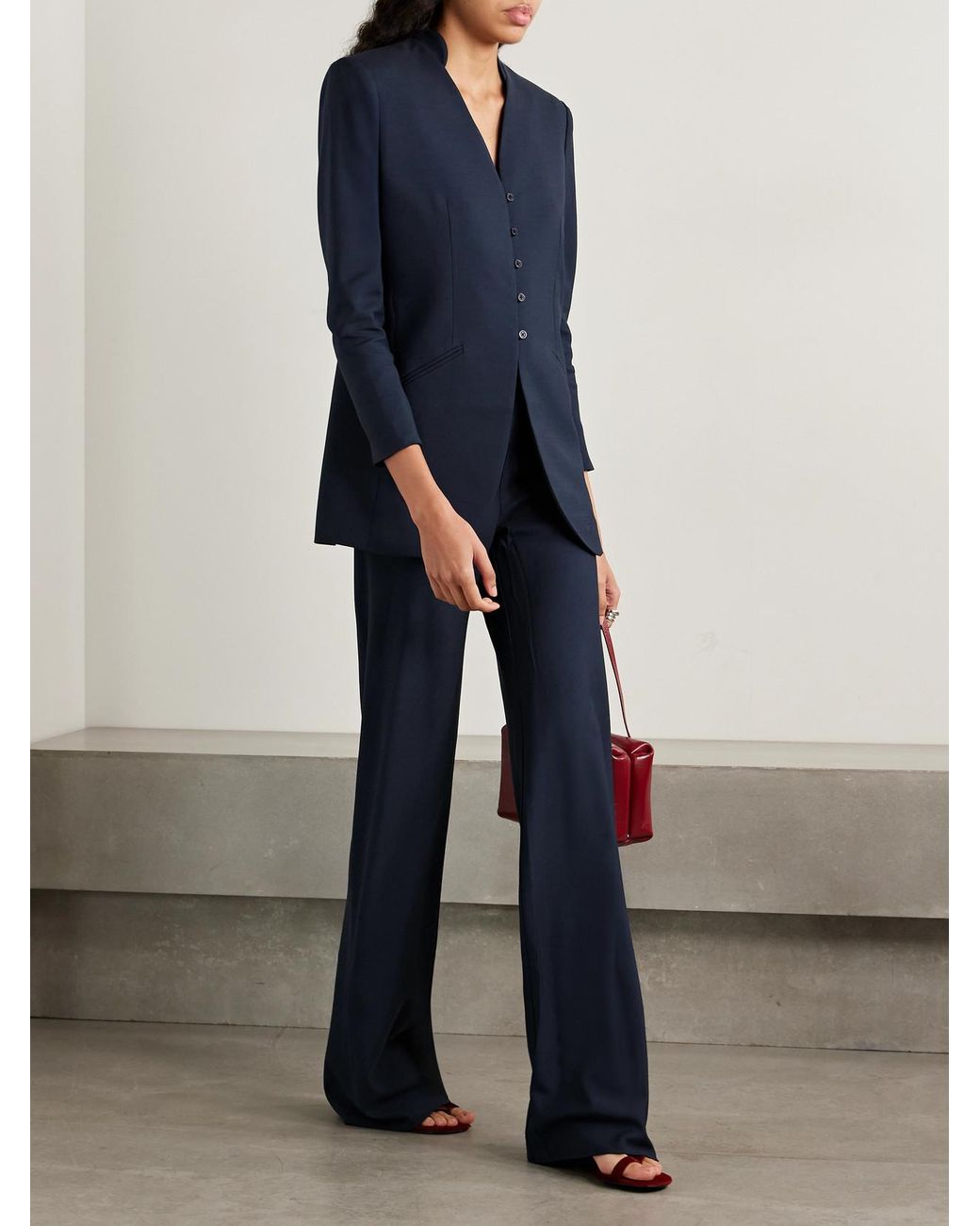Kallmeyer Blue Adira Twill Wide-Leg Pants
