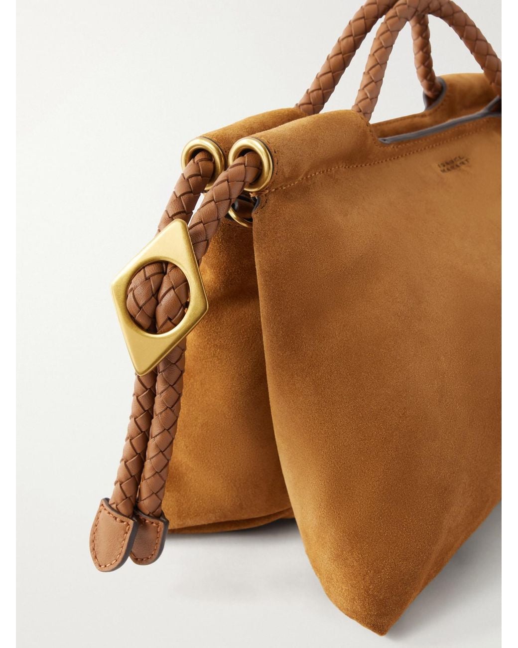Isabel Marant Brown Pipa Braided Leather-Trimmed Suede Shoulder Bag