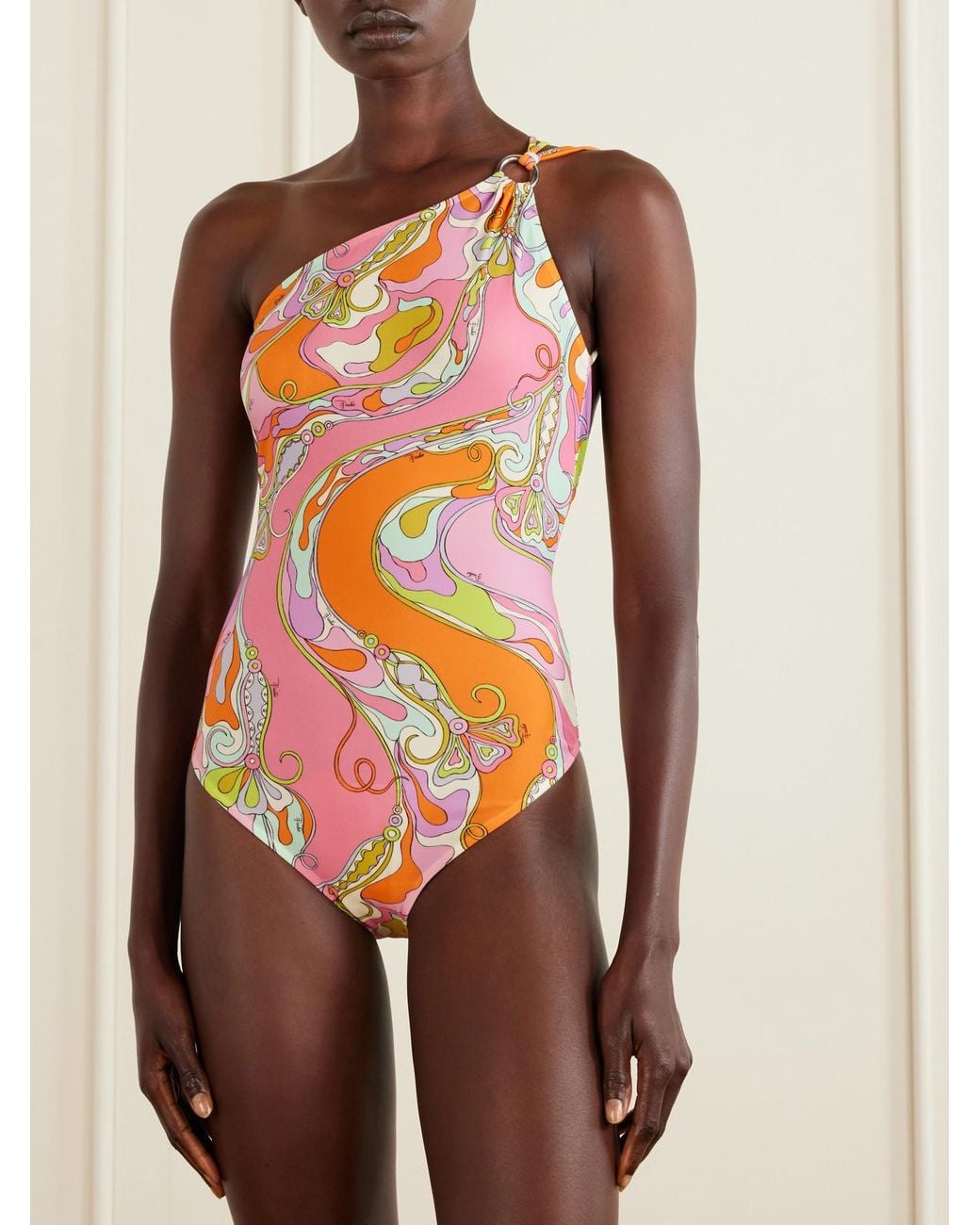 Emilio Pucci White Embellished Printed Swimsuit