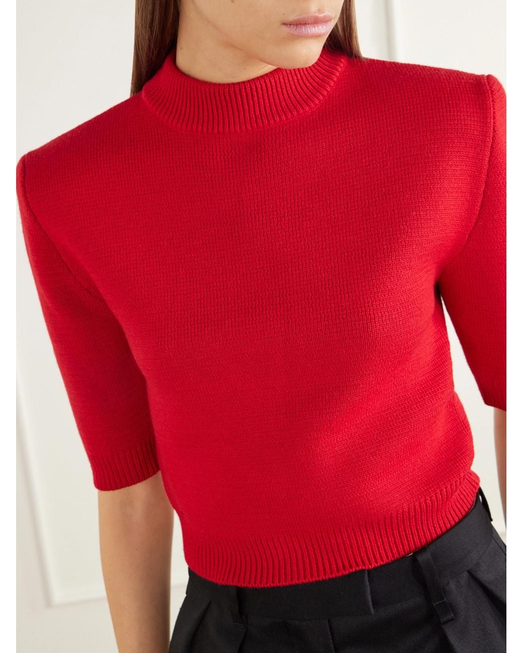 Willy Chavarria Red Chavela Cropped Wool Sweater