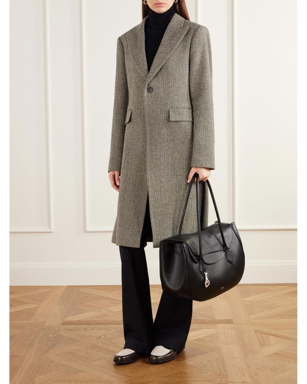 Polo Ralph Lauren Gray Herringbone Wool-Blend Twill Coat