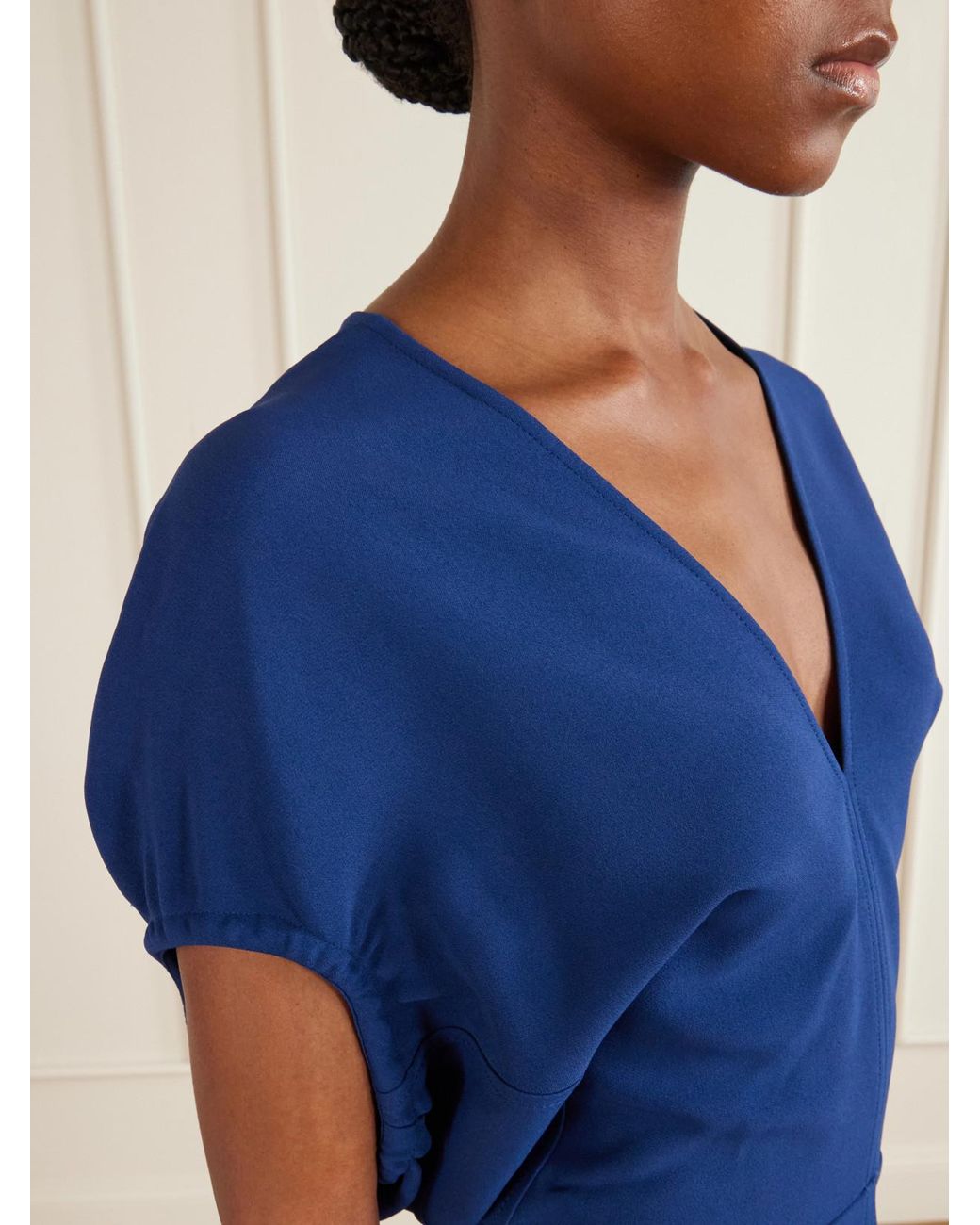 Victoria Beckham Blue Edith Crepe Midi Dress