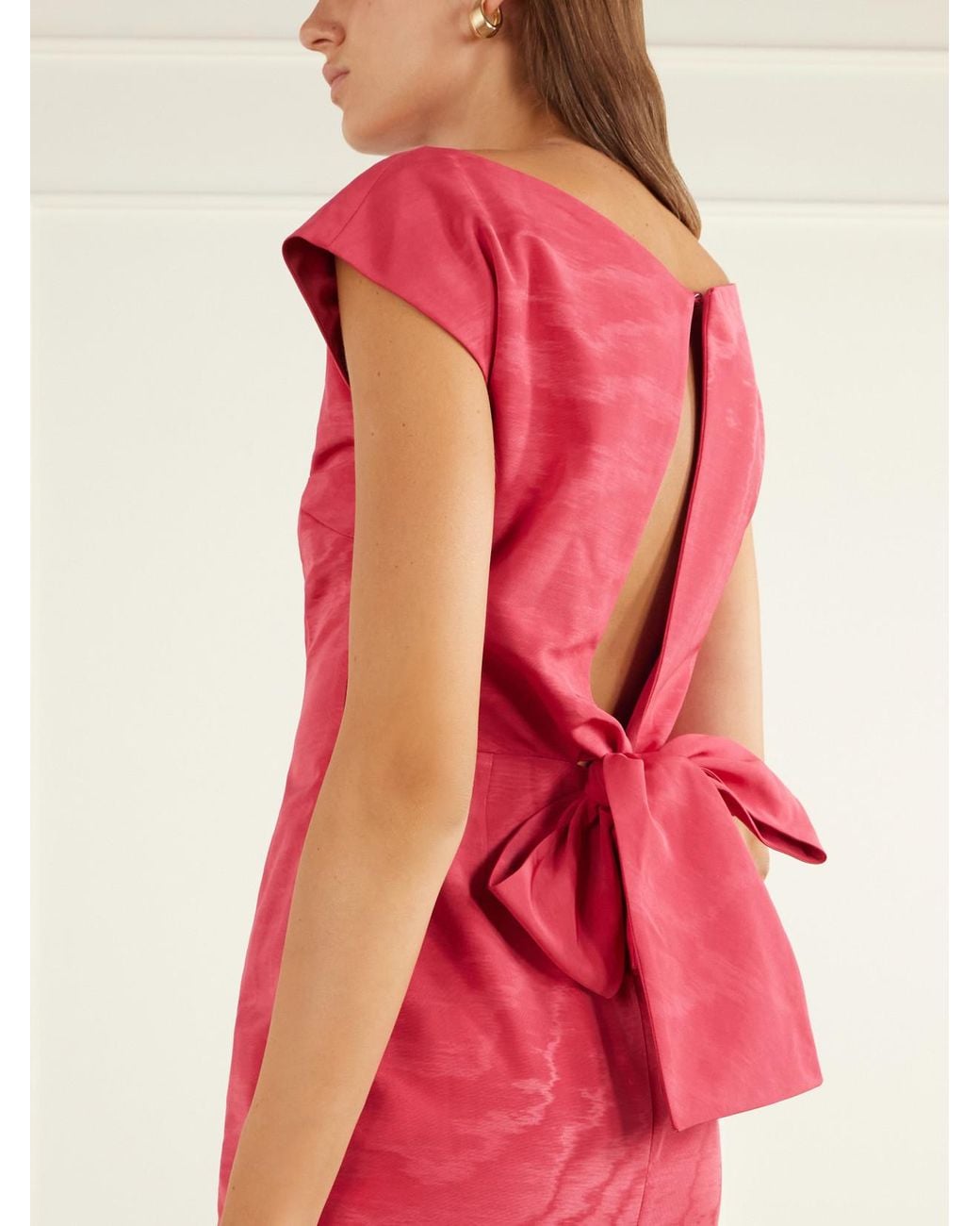 BERNADETTE Pink Atticus Bow-Detailed Crepe Midi Dress